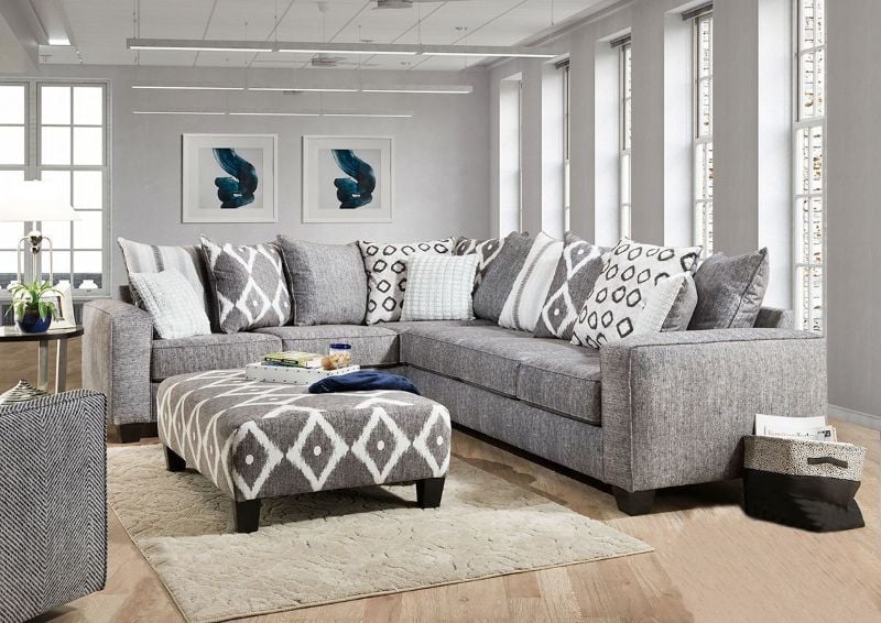 Gray Stonewash Sectional Sofa by Albany Showing the Room View | Home Furniture Plus Bedding