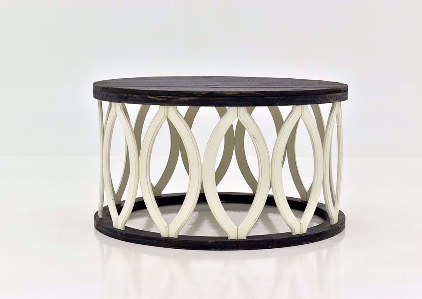 Brown and Off White Fish Coffee Table by Vintage Furniture Facing Front | Home Furniture Plus Bedding