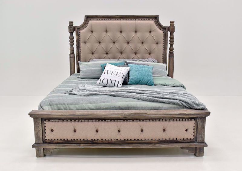 Rustic Gray Charleston Upholstered Queen Bed Facing Front | Home Furniture Plus Mattress