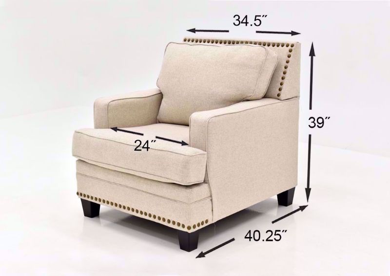 Light Beige Claredon Sofa Set by Ashley Furniture Showing the Chair Dimensions | Home Furniture Plus Bedding