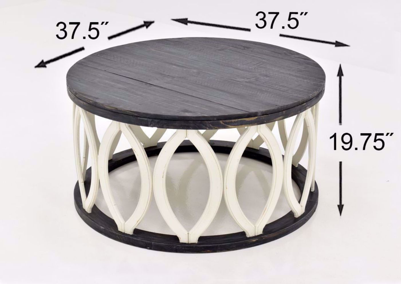 Brown and Off White Fish Coffee Table by Vintage Furniture Showing the Dimensions | Home Furniture Plus Bedding