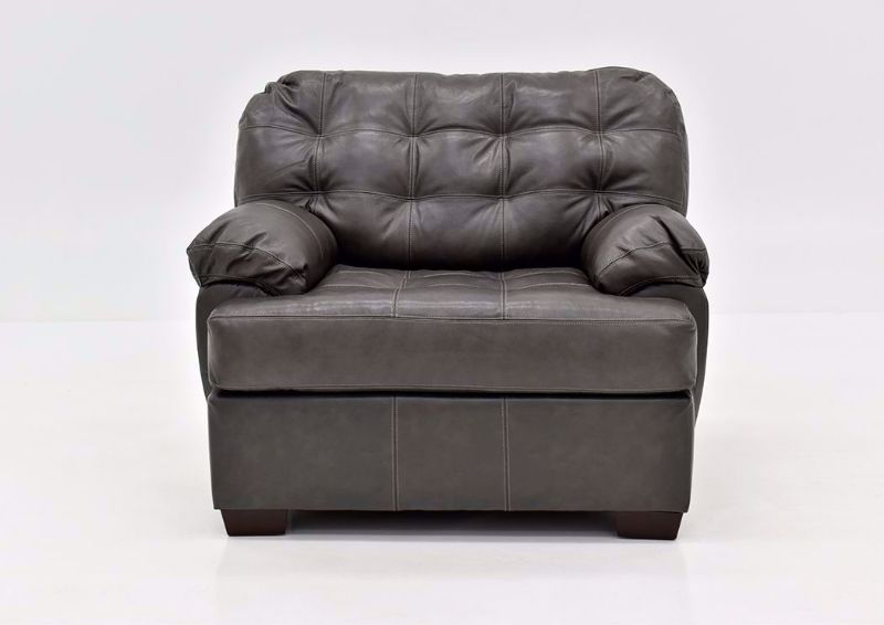 Dark Gray Leather Soft Touch Leather Chair Facing Front | Home Furniture Plus Mattress