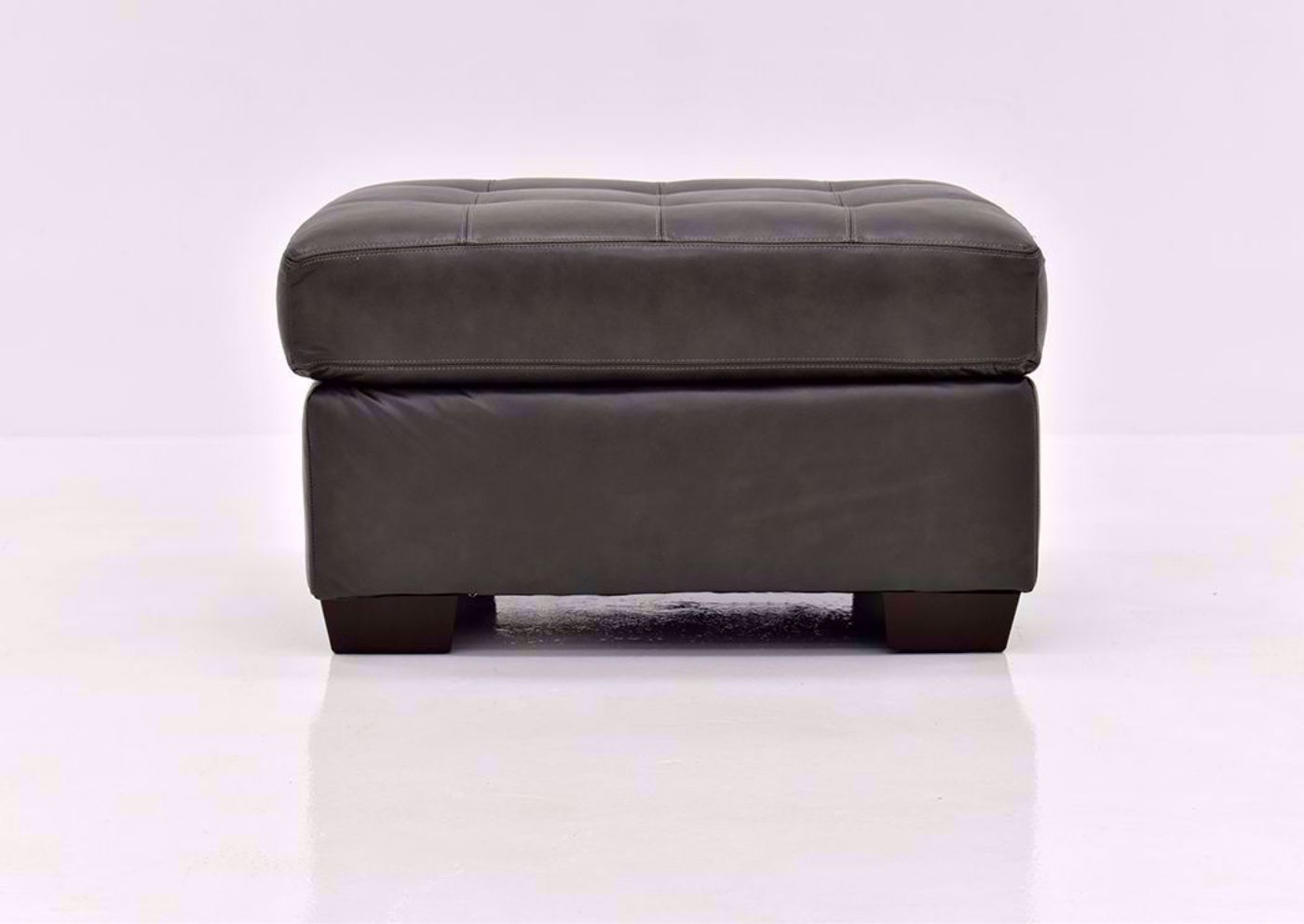Dark Gray Leather Soft Touch Leather Ottoman by Lane Furnishings Facing Front | Home Furniture Plus Mattress