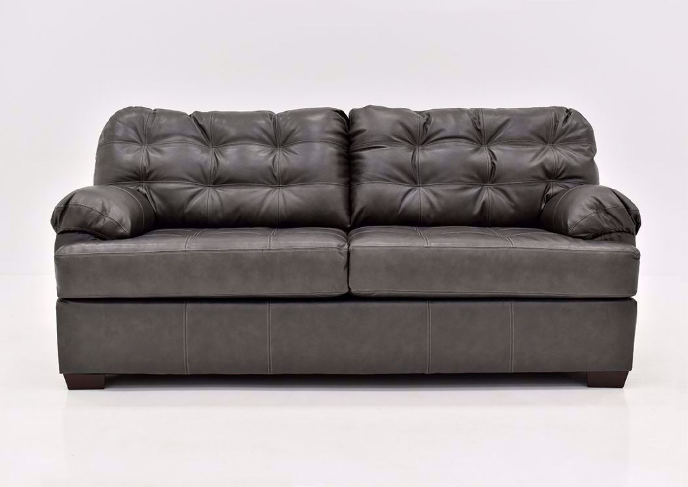 Dark Gray Leather Soft Touch Leather Sofa Facing Front | Home Furniture Plus Mattress