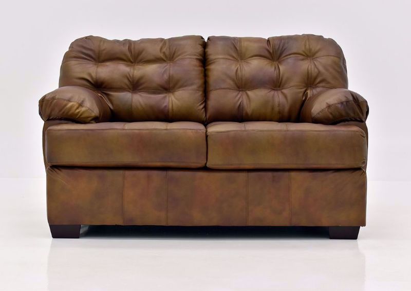 Chocolate Brown Soft Touch Leather Loveseat by Lane Furnishings Facing Front | Home Furniture Plus Mattress
