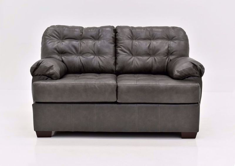 Dark Gray Leather Soft Touch Leather Loveseat Facing Front | Home Furniture Plus Mattress