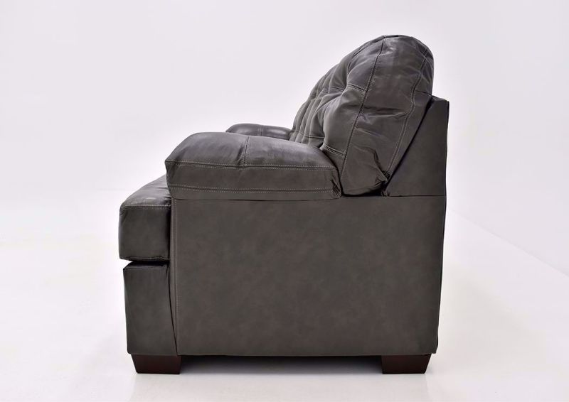 Dark Gray Leather Soft Touch Leather Sofa Showing the Side View | Home Furniture Plus Mattress