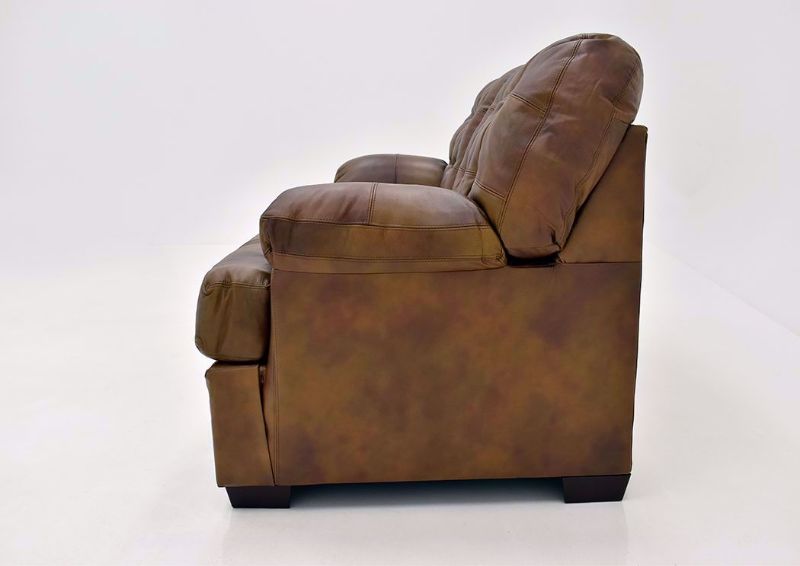 Chocolate Brown Soft Touch Leather Loveseat by Lane Furnishings Showing the Side View | Home Furniture Plus Mattress