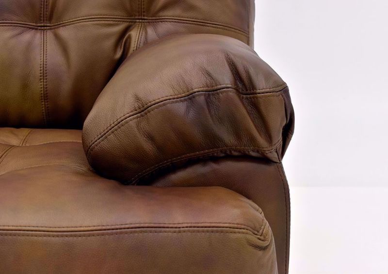 Chocolate Brown Soft Touch Leather Loveseat by Lane Furnishings Showing the Pillow Arm | Home Furniture Plus Mattress