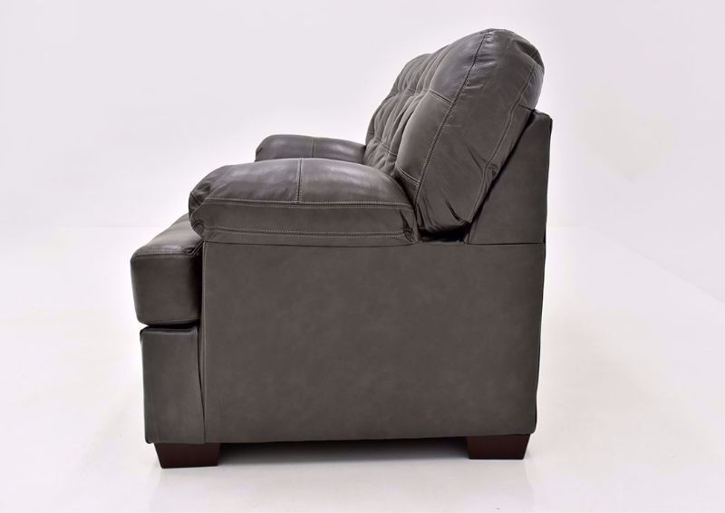 Dark Gray Leather Soft Touch Leather Loveseat Showing the Side View | Home Furniture Plus Mattress