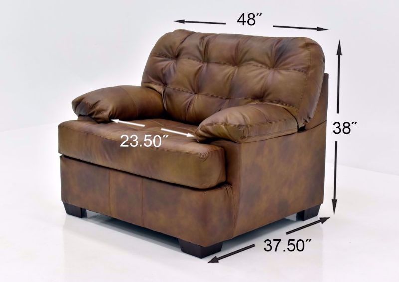 Chocolate Brown Soft Touch Leather Chair by Lane Furnishings Showing the Dimensions | Home Furniture Plus Mattress