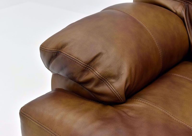Chocolate Brown Soft Touch Leather Chair by Lane Furnishings Showing the Pillow Arm Detail | Home Furniture Plus Mattress