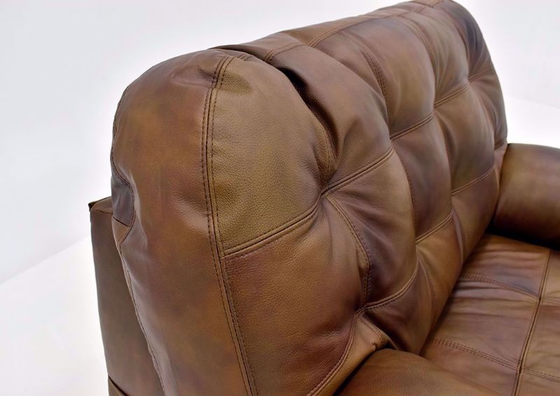 Chocolate Brown Soft Touch Leather Chair by Lane Furnishings Showing the Seat Back Detail | Home Furniture Plus Mattress
