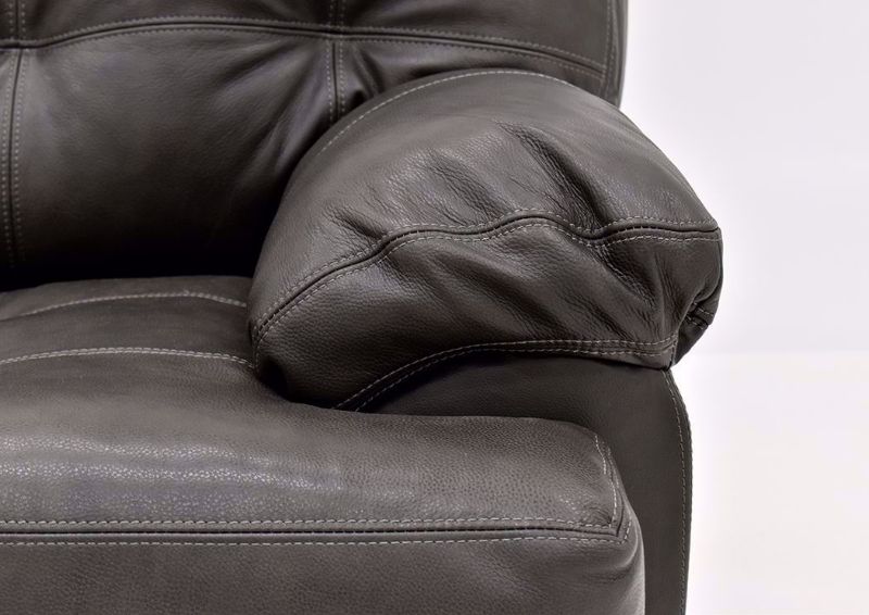 Dark Gray Leather Soft Touch Leather Chair Showing the Pillow Arm Detail | Home Furniture Plus Mattress