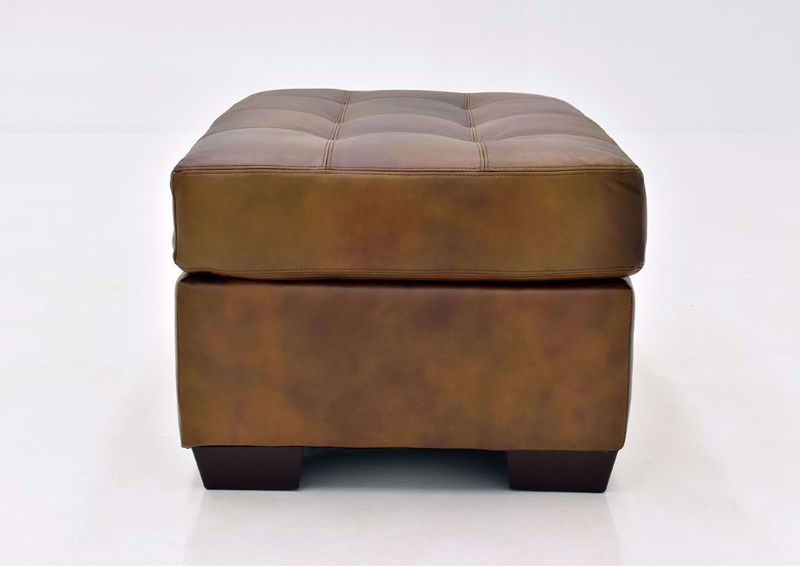 Chocolate Brown Soft Touch Leather Ottoman by Lane Furnishings Showing the Side View | Home Furniture Plus Mattress