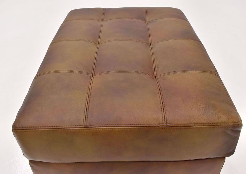 Chocolate Brown Soft Touch Leather Ottoman by Lane Furnishings Showing the Top View | Home Furniture Plus Mattress