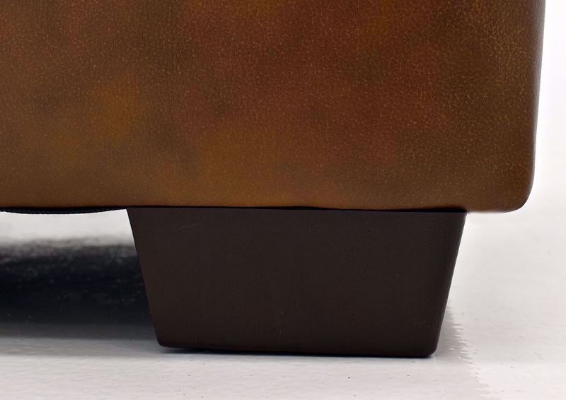 Chocolate Brown Soft Touch Leather Ottoman by Lane Furnishings Showing the Block Style Foot Detail | Home Furniture Plus Mattress