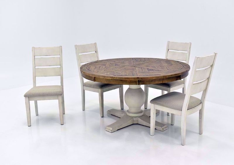 Brown and White Grindleburg Dining Table Set Angled View | Home Furniture Plus Bedding