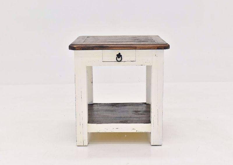 Rustic White Sierra End Table by Texas Rustic Facing Front | Home Furniture Plus Mattress