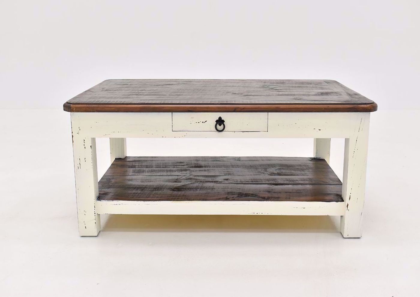 Rustic White Sierra Coffee Table by Texas Rustic Facing Front | Home Furniture Plus Mattress