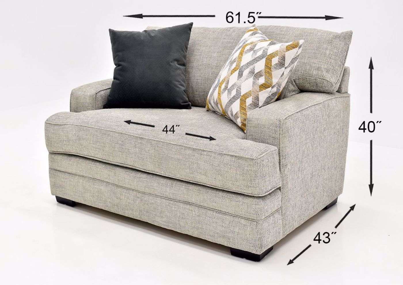 Beige Protege Chair by Franklin angle view with dimensions | Home Furniture Plus Bedding