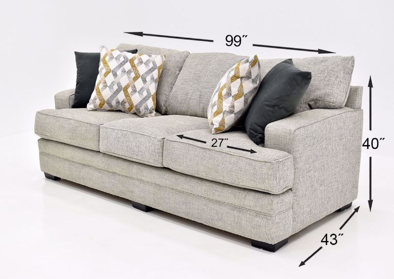 Beige Protege Sofa by Franklin angle view with dimensions | Home Furniture Plus Bedding