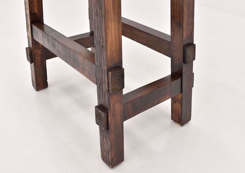 Brown Hayes 24 Inch Bar Stool by Rustic Imports close up of legs | Home Furniture Plus Bedding