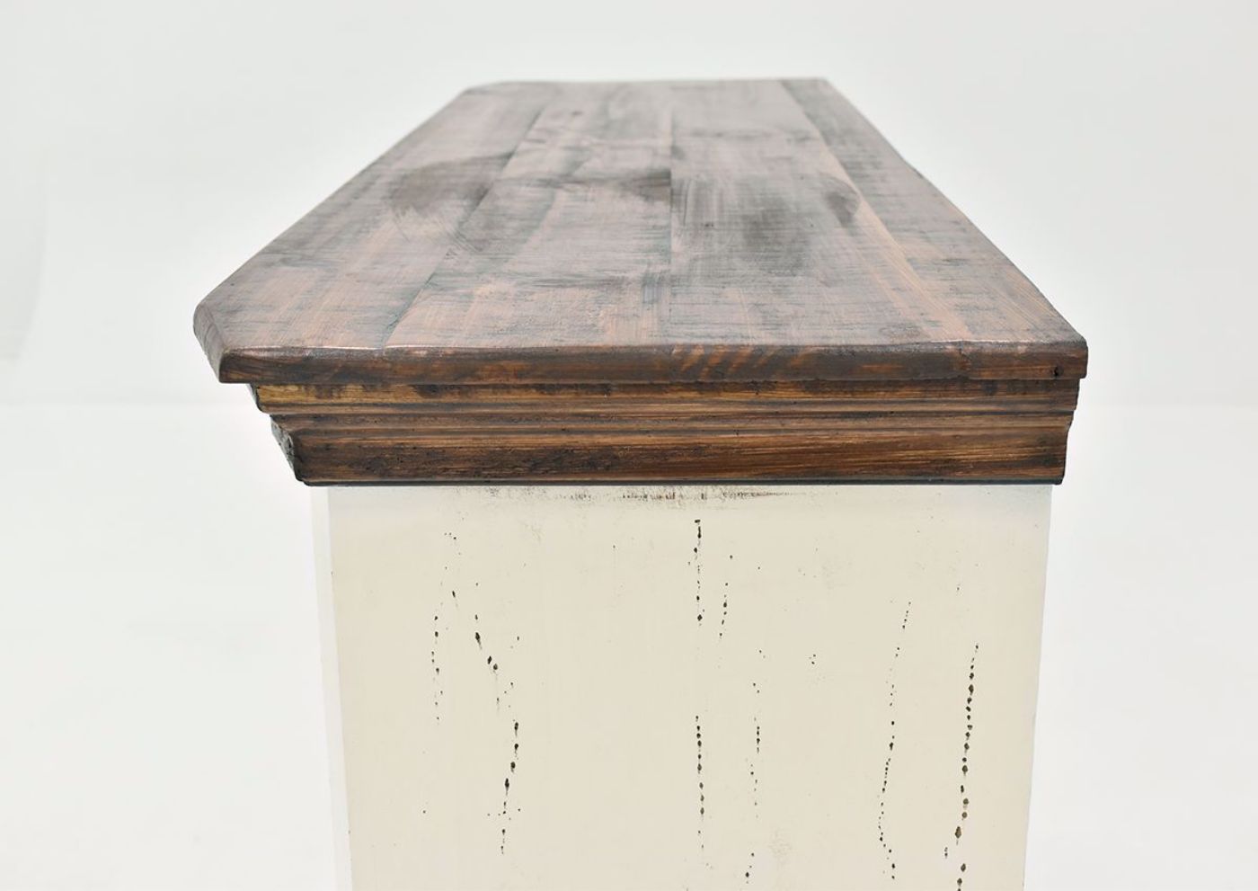 White Carmen 42" Console Cabinet by Rustic Imports top wood detail view | Home Furniture Plus Bedding