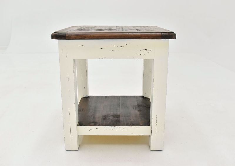 Rustic White Sierra End Table by Texas Rustic Side View | Home Furniture Plus Mattress