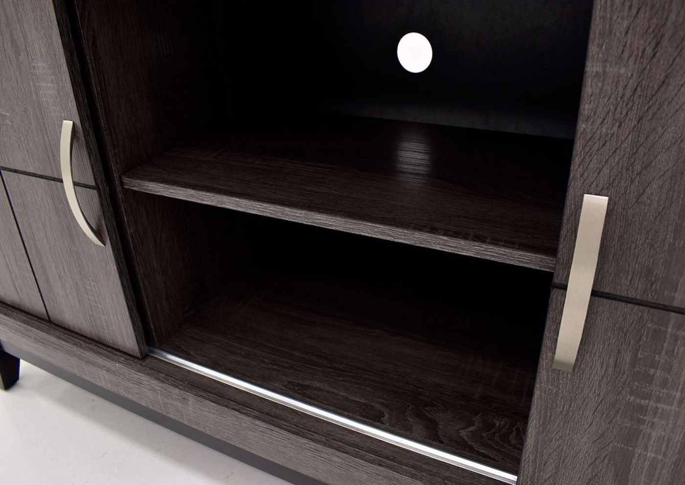 Gray Ackerson TV Stand by Crownmark Close Up of Middle Shelves | Home Furniture Plus Bedding