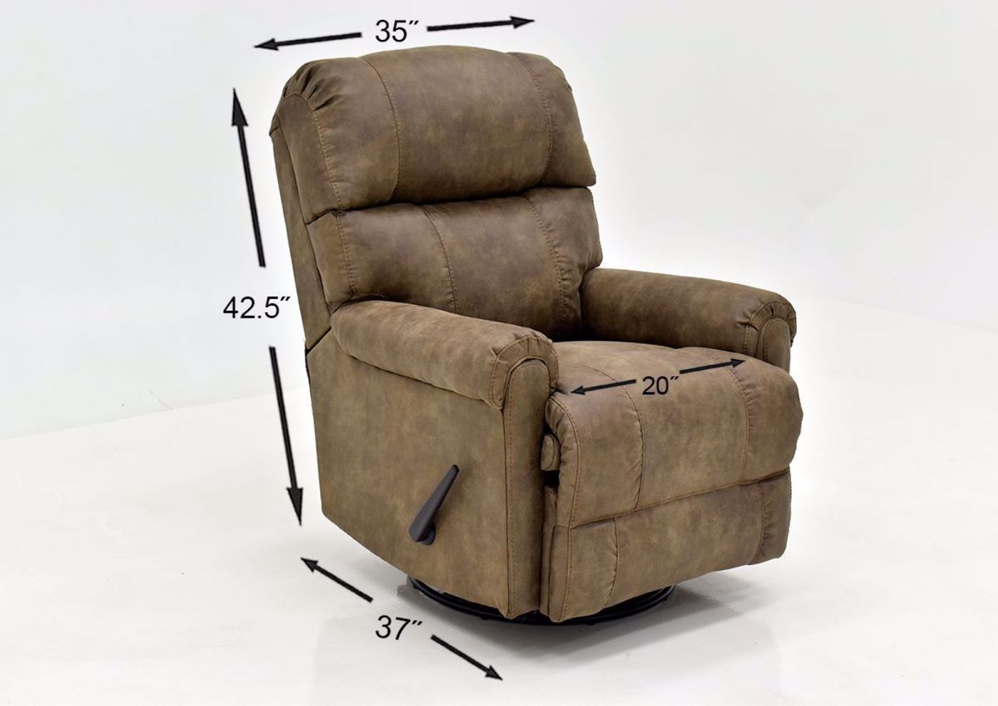 Brown Captain Rocker Recliner by Franklin angle showing dimensions | Home Furniture Plus Bedding