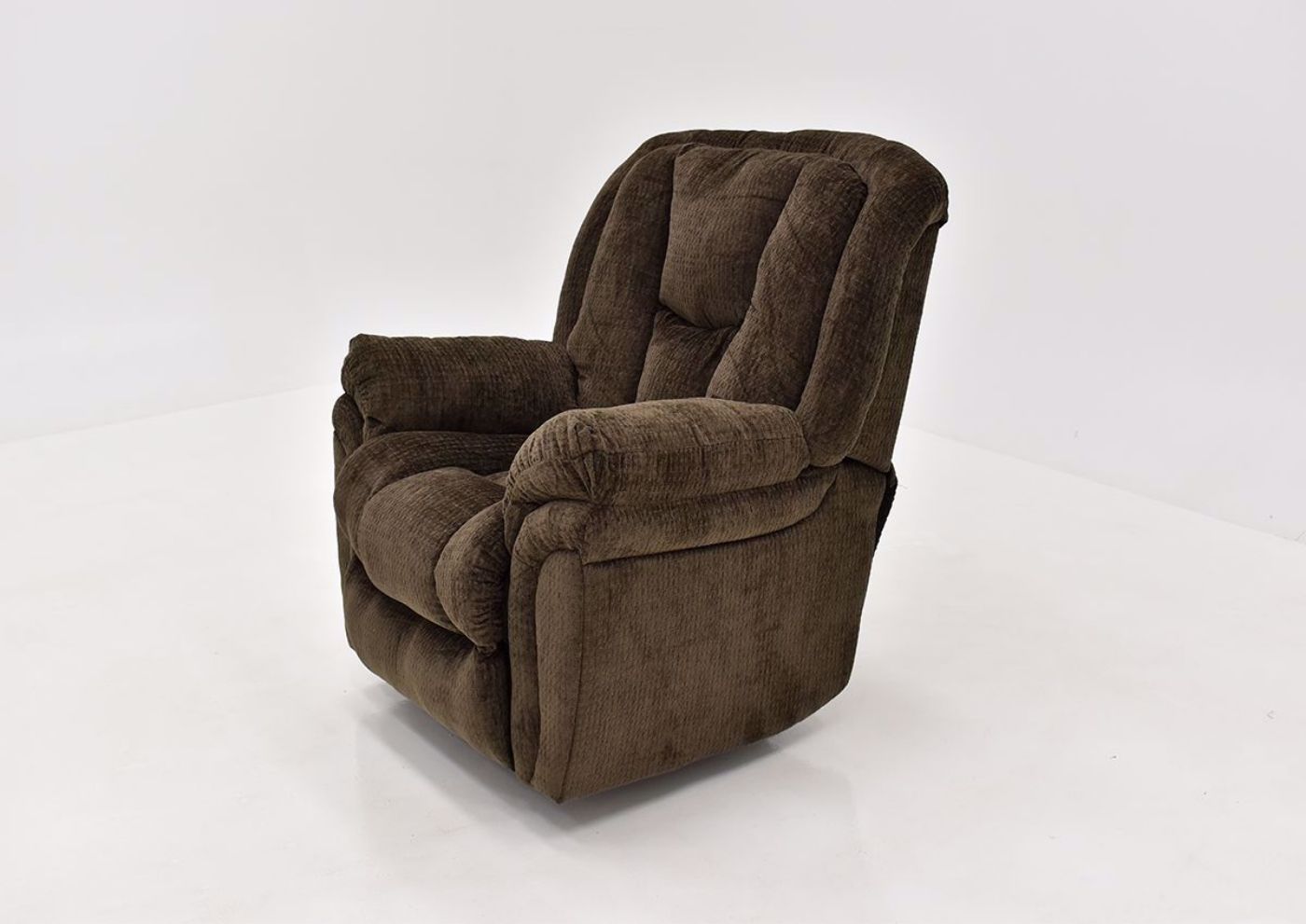 Brown Show Biz Swivel Recliner by Lane Home Furnishings Angle View  | Home Furniture Plus Bedding