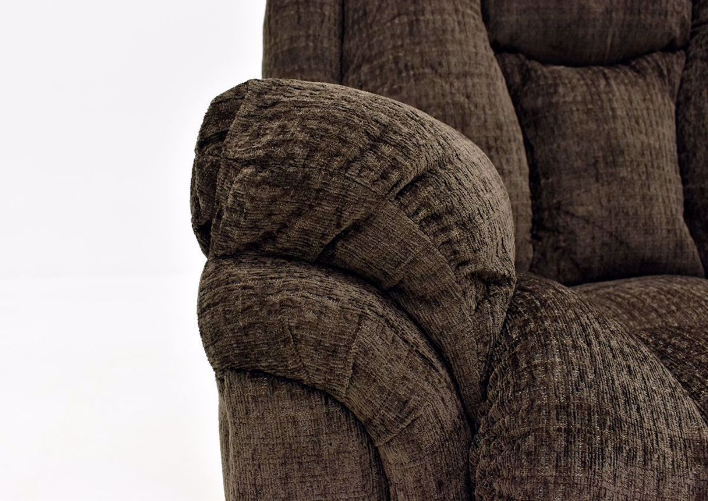 Brown Show Biz Swivel Recliner by Lane Home Furnishings Arm Close Up | Home Furniture Plus Bedding