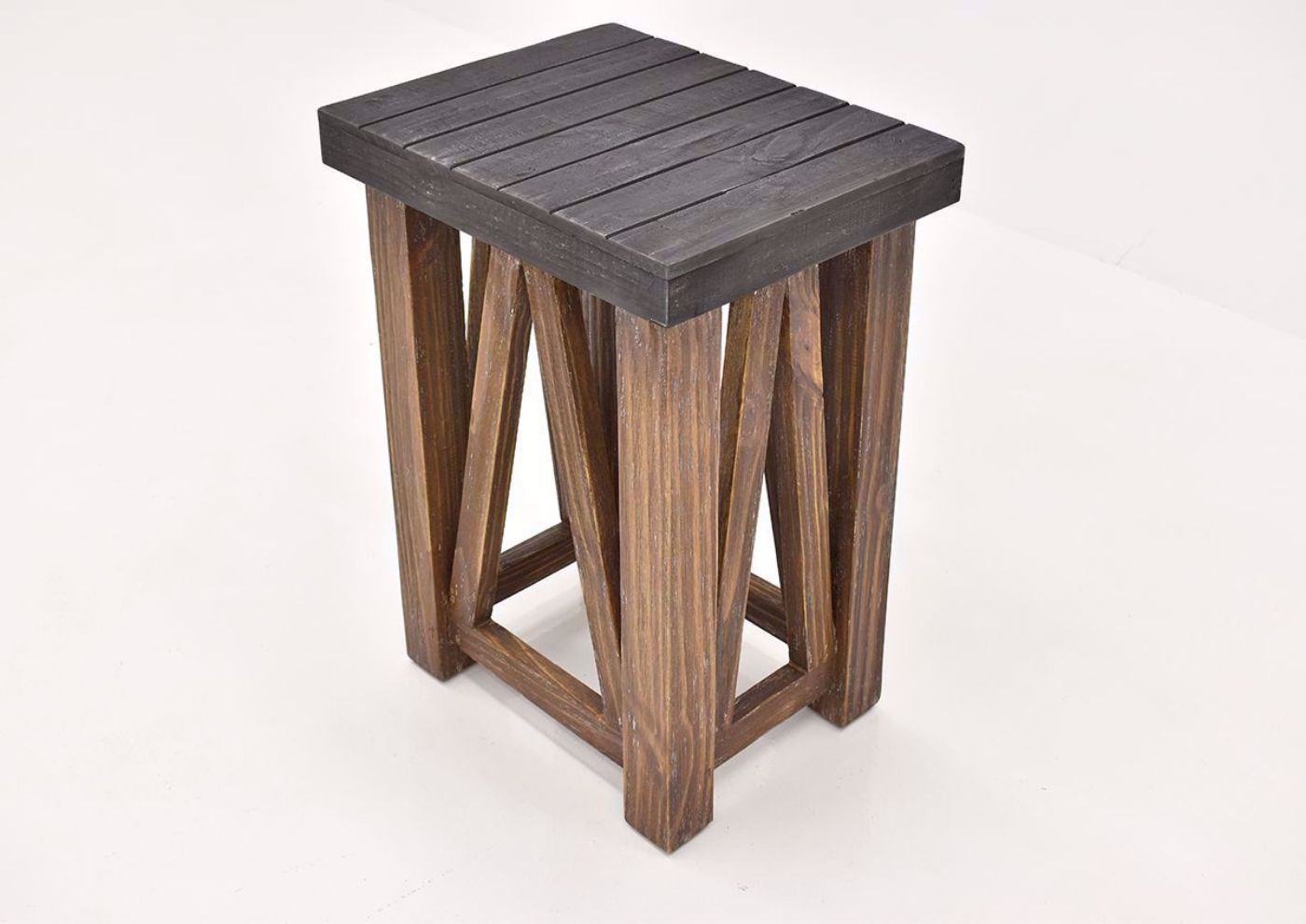 Brown Spencer Chairside Table by Vintage Furniture angle view | Home Furniture Plus Bedding
