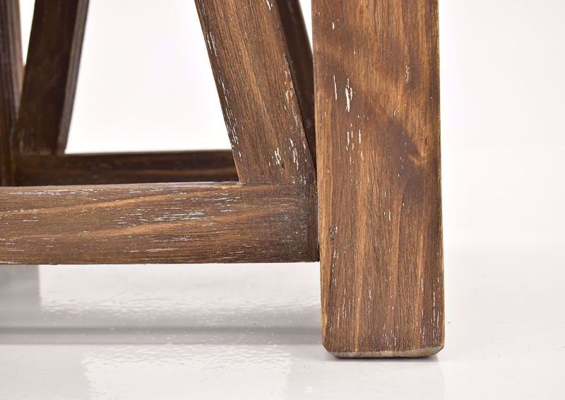 Brown Spencer Chairside Table by Vintage Furniture leg close up | Home Furniture Plus Bedding