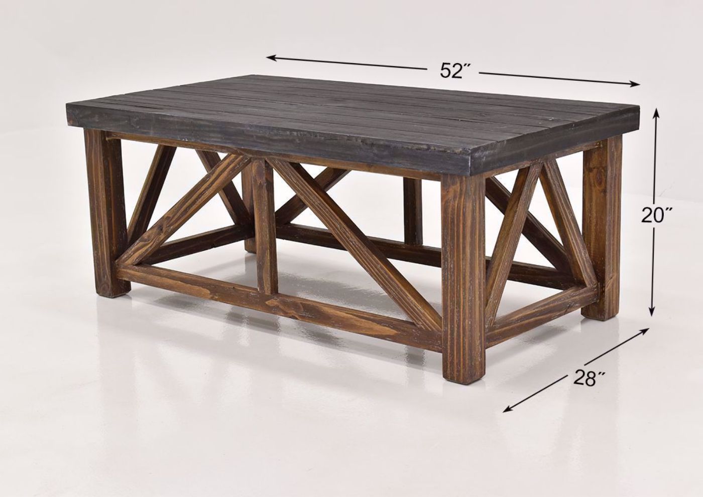 Brown Spencer Coffee Table by Vintage Furniture dimensions | Home Furniture Plus Bedding