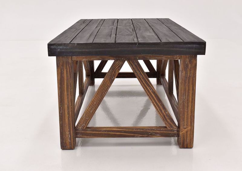 Brown Spencer Coffee Table by Vintage Furniture side view | Home Furniture Plus Bedding