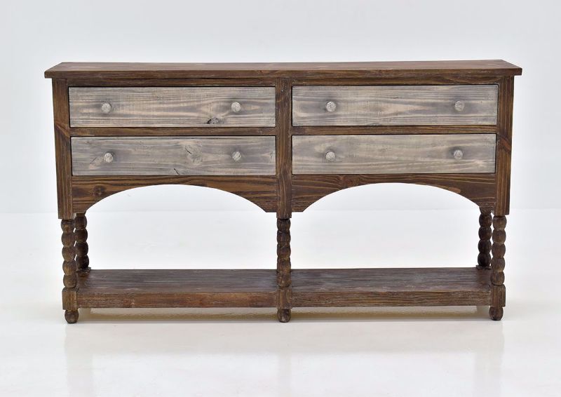 Hazel 4 Drawer Accent Console Table with Rustic Brown Finish | Home Furniture Plus Bedding