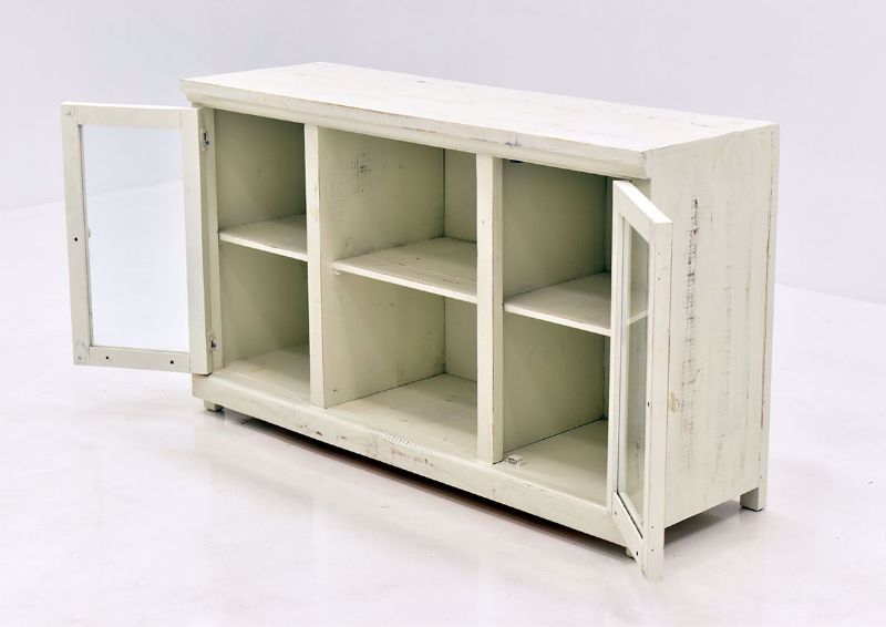 White Garrison Garrison TV Stand/Console by Vintage Furniture open | Home Furniture Plus Bedding