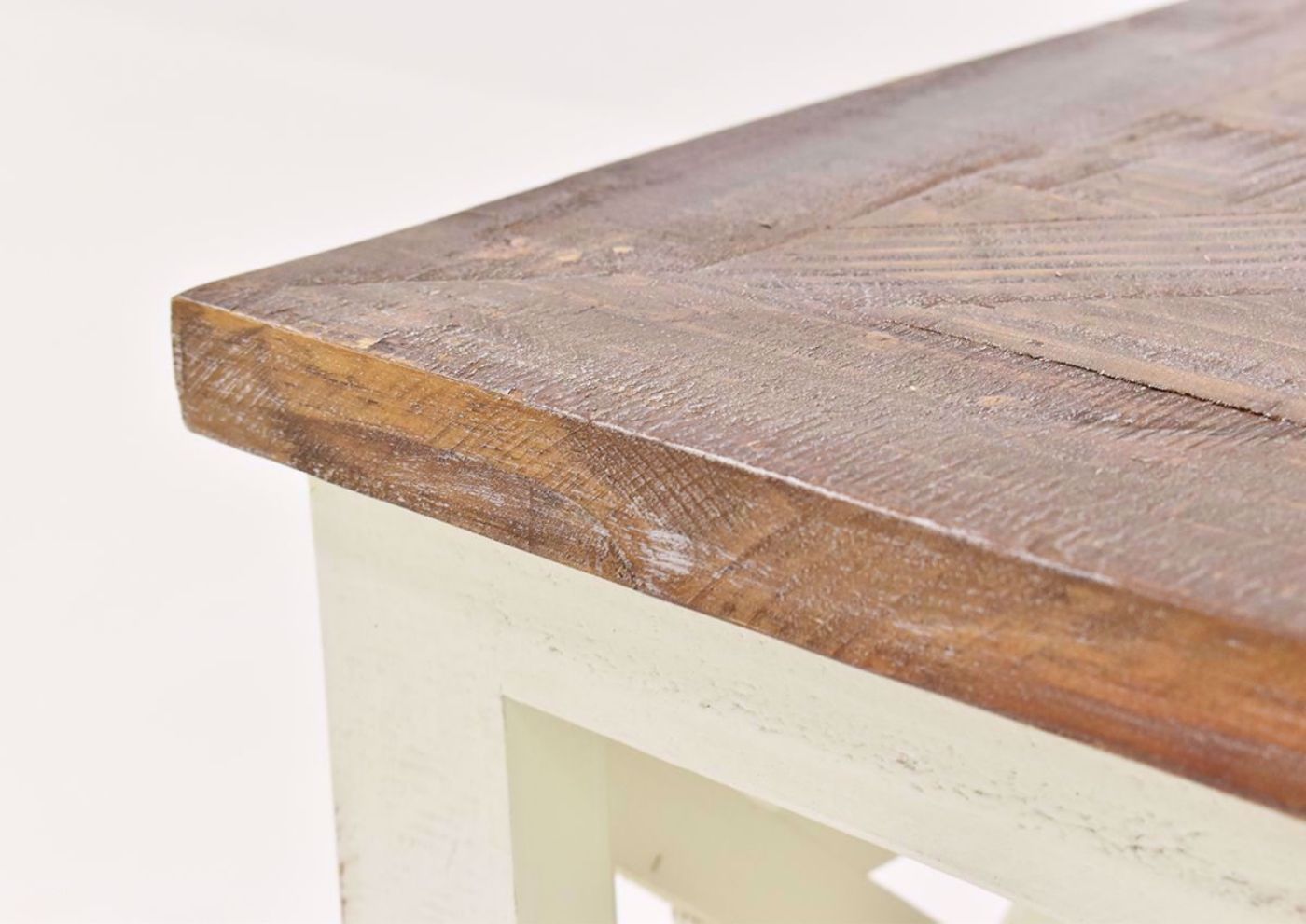 White Grande End Table by Vintage Furniture close up top details | Home Furniture Plus Bedding