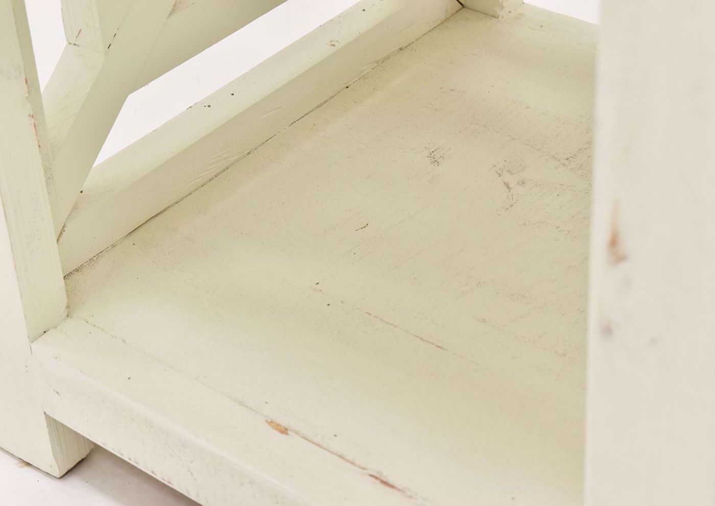 White Grande End Table by Vintage Furniture close up bottom shelf side | Home Furniture Plus Bedding