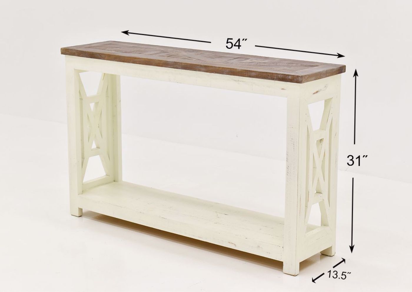 White Grande Sofa Table by Vintage Furniture dimensions | Home Furniture Plus Bedding