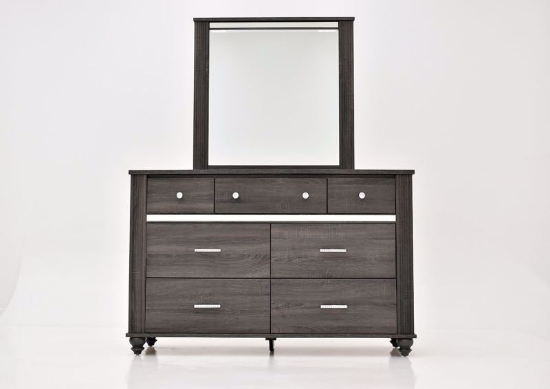 Gaston Dresser with Mirror by Crown Mark with Gray Finish | Home Furniture Plus Bedding