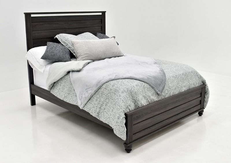Slightly Angled View of the Gaston Queen Size Bed by Crown Mark in Gray Finish | Home Furniture Plus Bedding