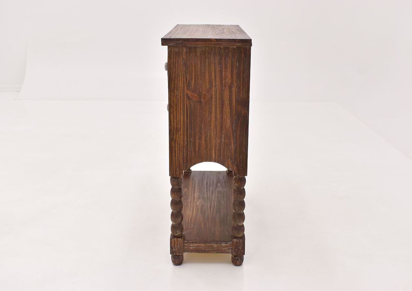 Hazel 2 Drawer Accent Console Table with Rustic Brown Finish by Vintage Furniture side view | Home Furniture Plus Bedding