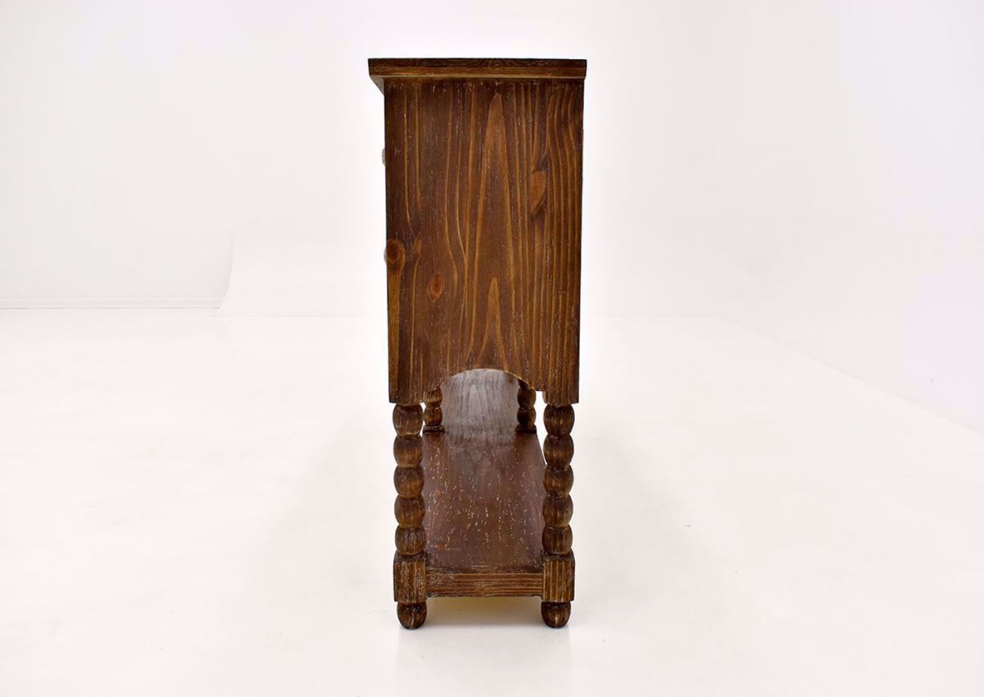 Hazel 4 Drawer Accent Console Table with Rustic Brown Finish by Vintage Furniture side view | Home Furniture Plus Bedding