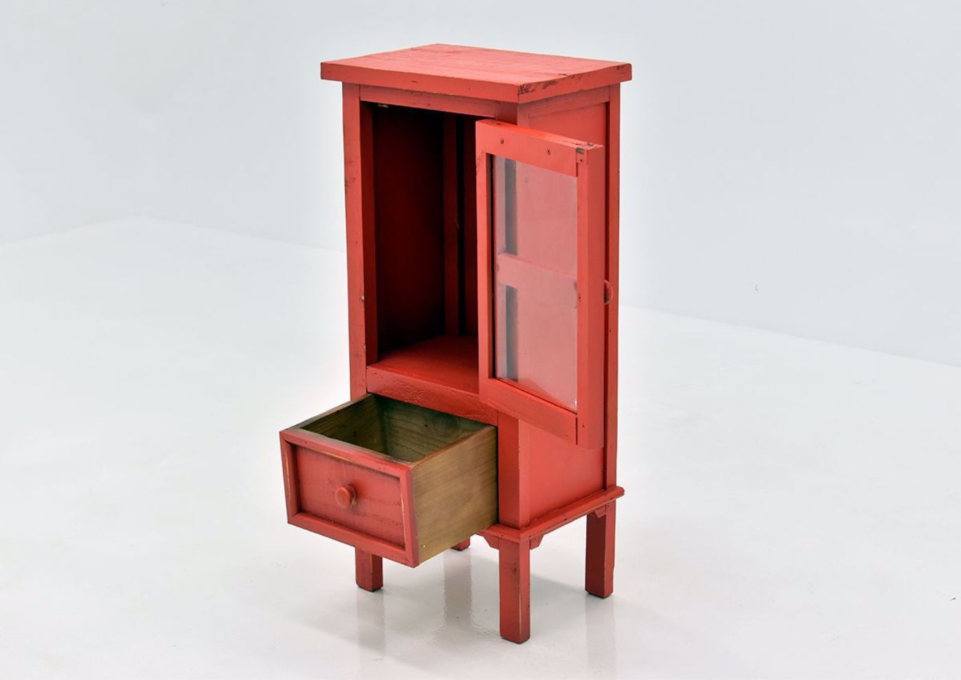 Jennings Accent Table by Vintage Furniture with Warm Red Finish open angle view | Home Furniture Plus Bedding