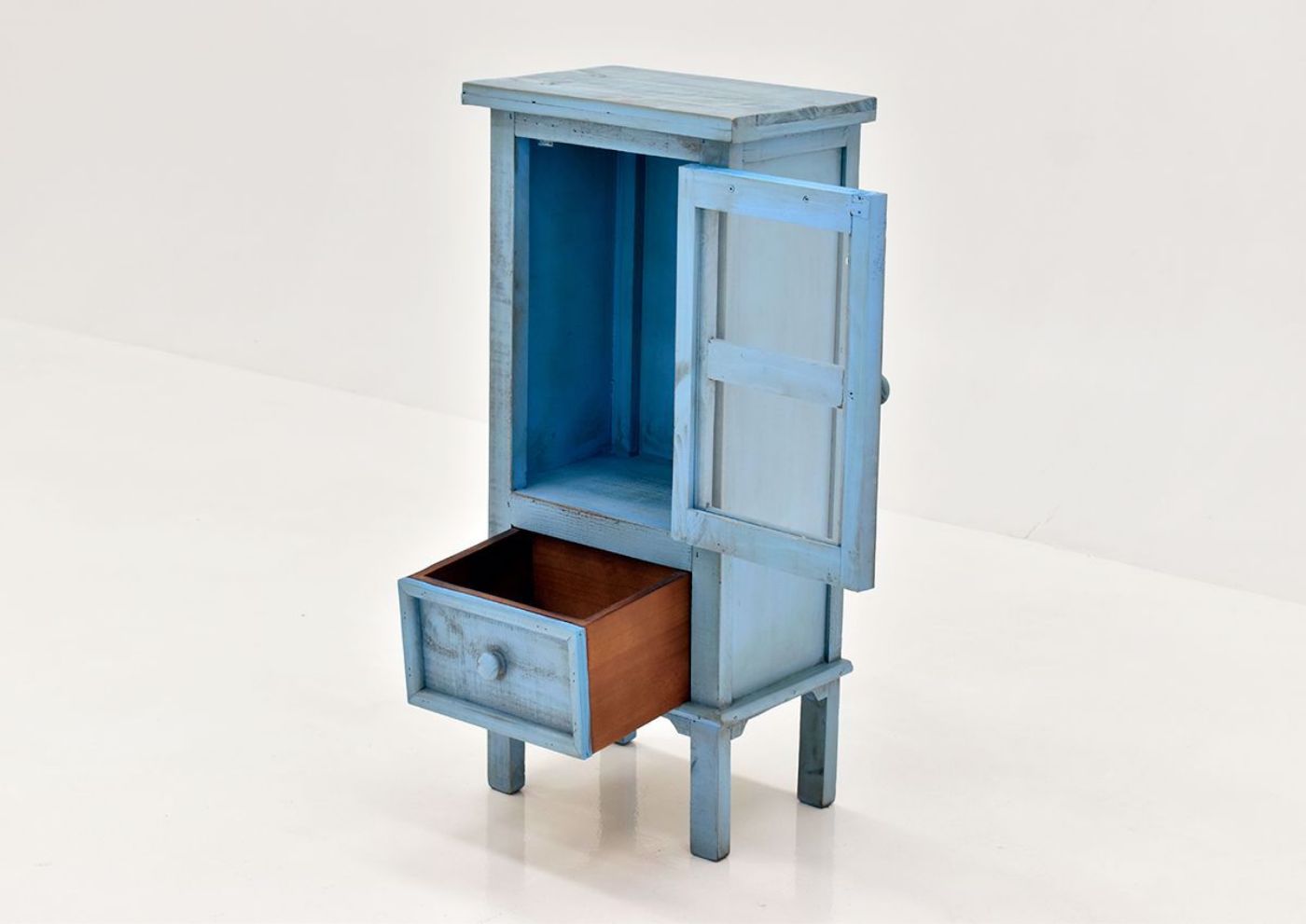 Naples Accent Table with Rustic Blue opened angle view | Home Furniture Plus Bedding