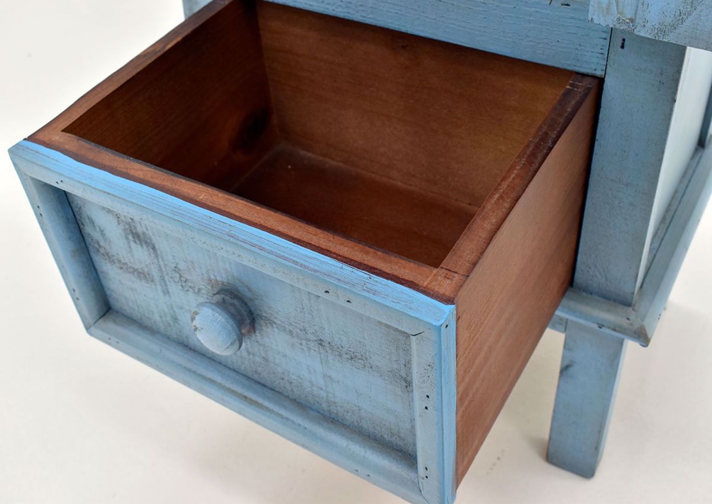 Naples Accent Table with Rustic Blue opened drawer | Home Furniture Plus Bedding