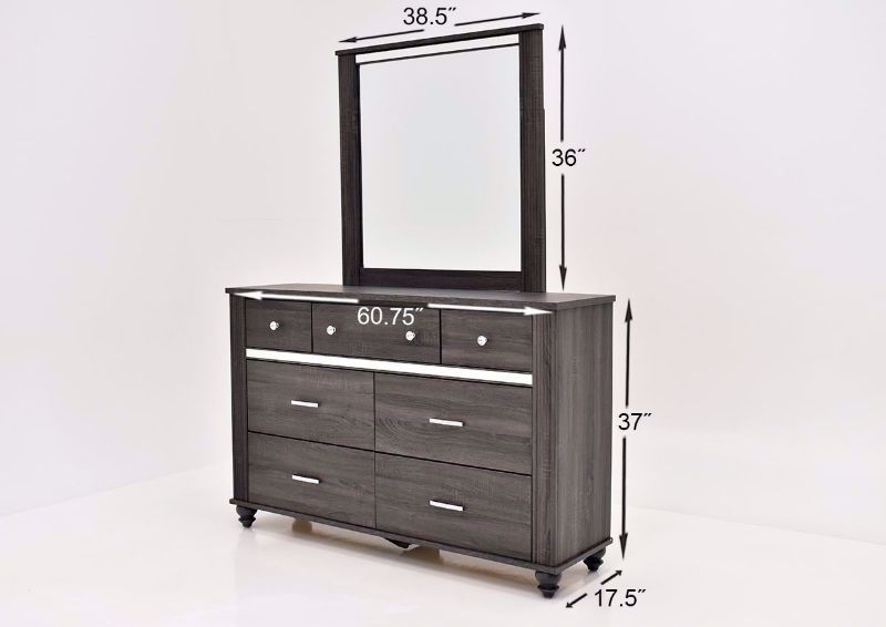 Gaston Dresser with Mirror by Crown Mark with Gray Finish Dimensions | Home Furniture Plus Bedding